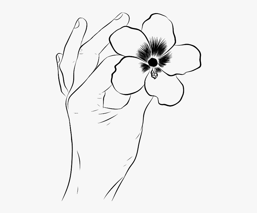 #flower #hand #outline - Line Art, HD Png Download, Free Download