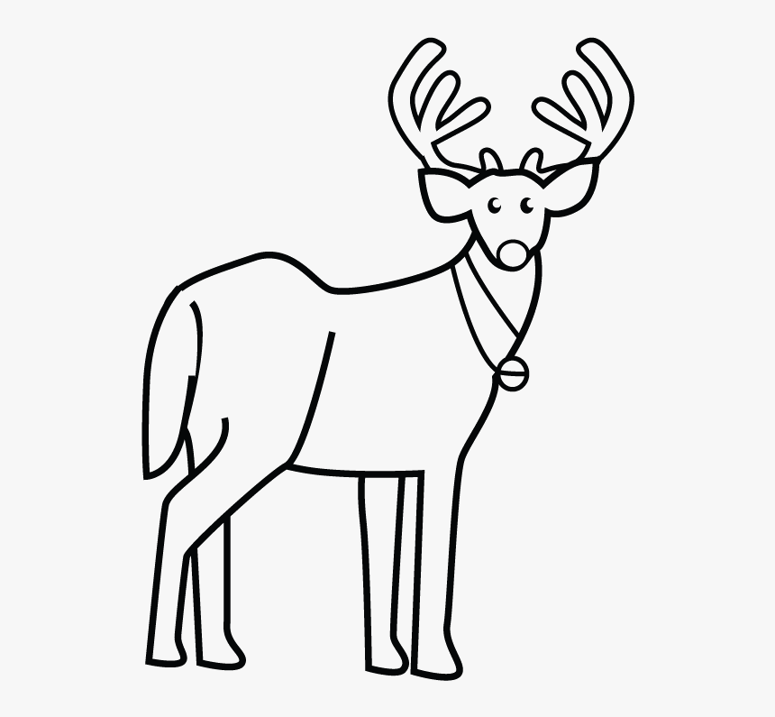 Reindeer Christmas Coloring For Kids - Reindeer Drawing Clip Art, HD Png Download, Free Download