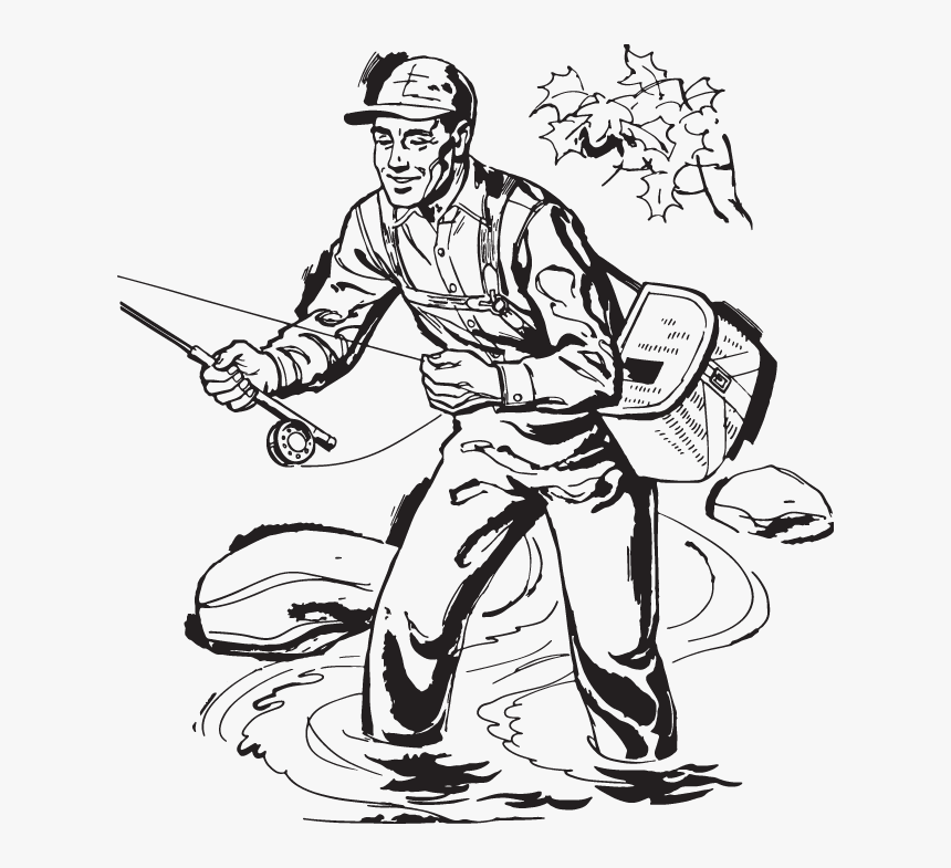 River Clipart Man - Drawing A Man Fishing, HD Png Download, Free Download