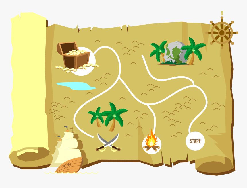 Map For Island Treasure Looking Maps Clipart - Treasure Hunt Map Png, Transparent Png, Free Download