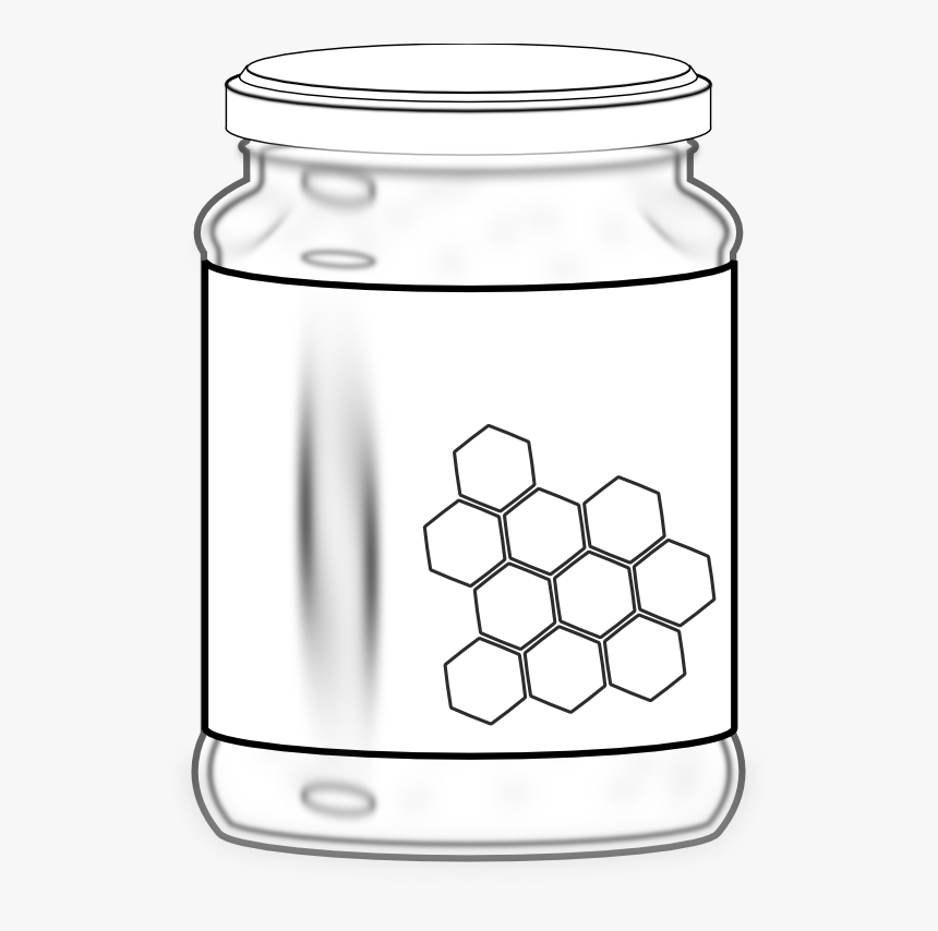 Honey Jar Black White Line Art 555px - Honey Jar Coloring Page, HD Png Download, Free Download