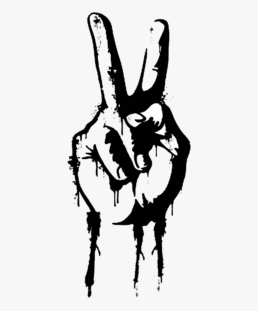 Transparent Peace Sign Clipart Black And White - Hand Peace Sign Png, Png Download, Free Download