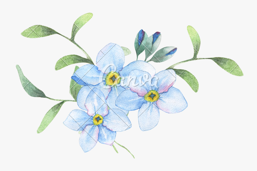 Blue Flower Border Png -flower Painting Stock Photography - Watercolour Flowers Transparent Background, Png Download, Free Download