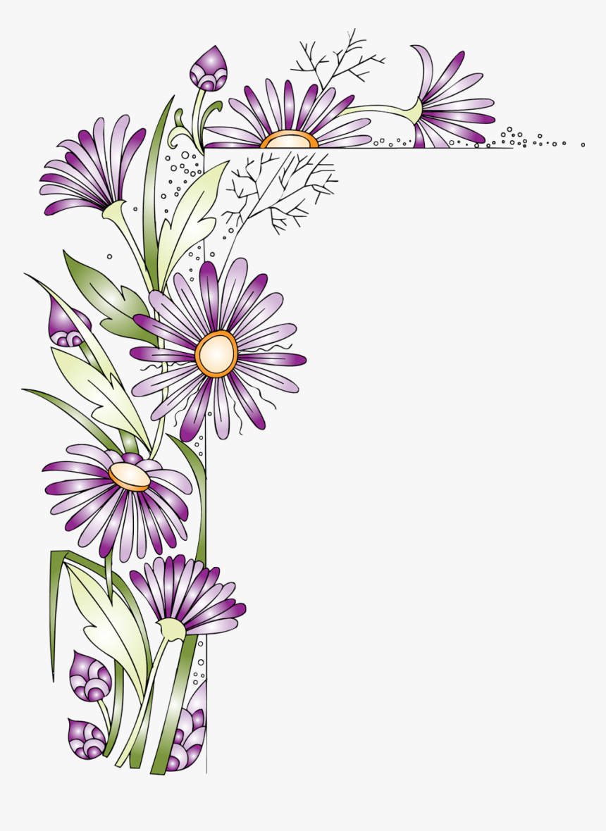 Purple Flower Border - Corner Png Page Borders, Transparent Png, Free Download