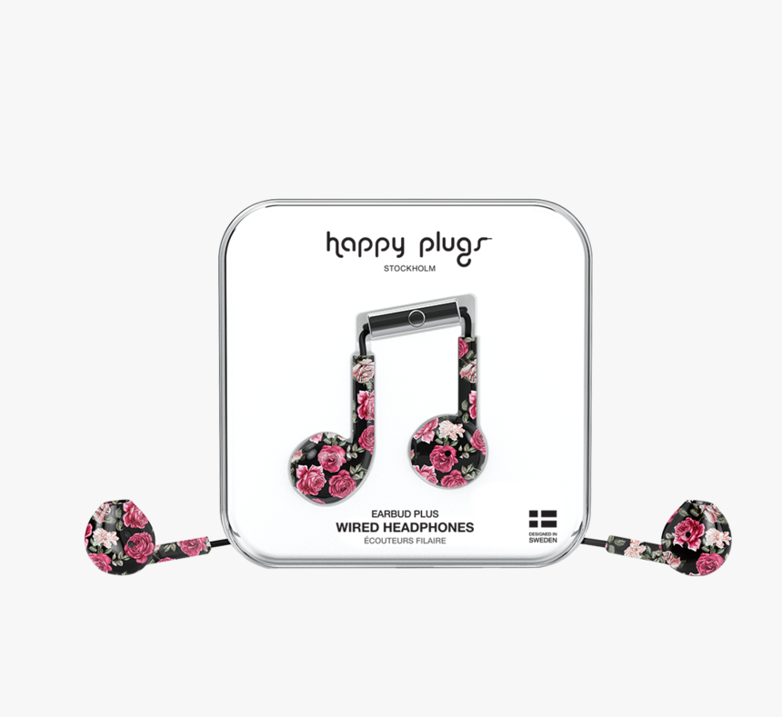 Earbud Plus Vintage Roses - Happy Plugs, HD Png Download, Free Download