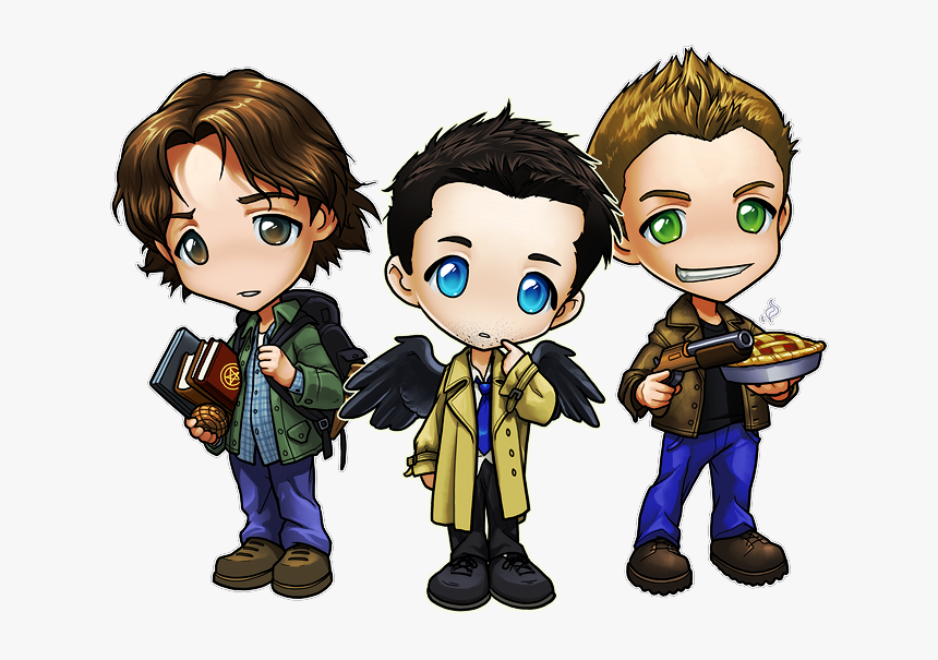 Sam Dean And Castiel Chibi, HD Png Download, Free Download