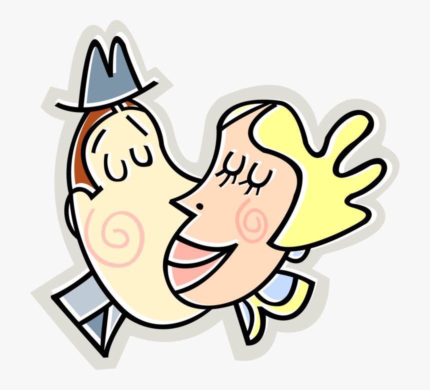 Vector Illustration Of Romantic Couple Embrace And - Verb Kissed, HD Png Download, Free Download
