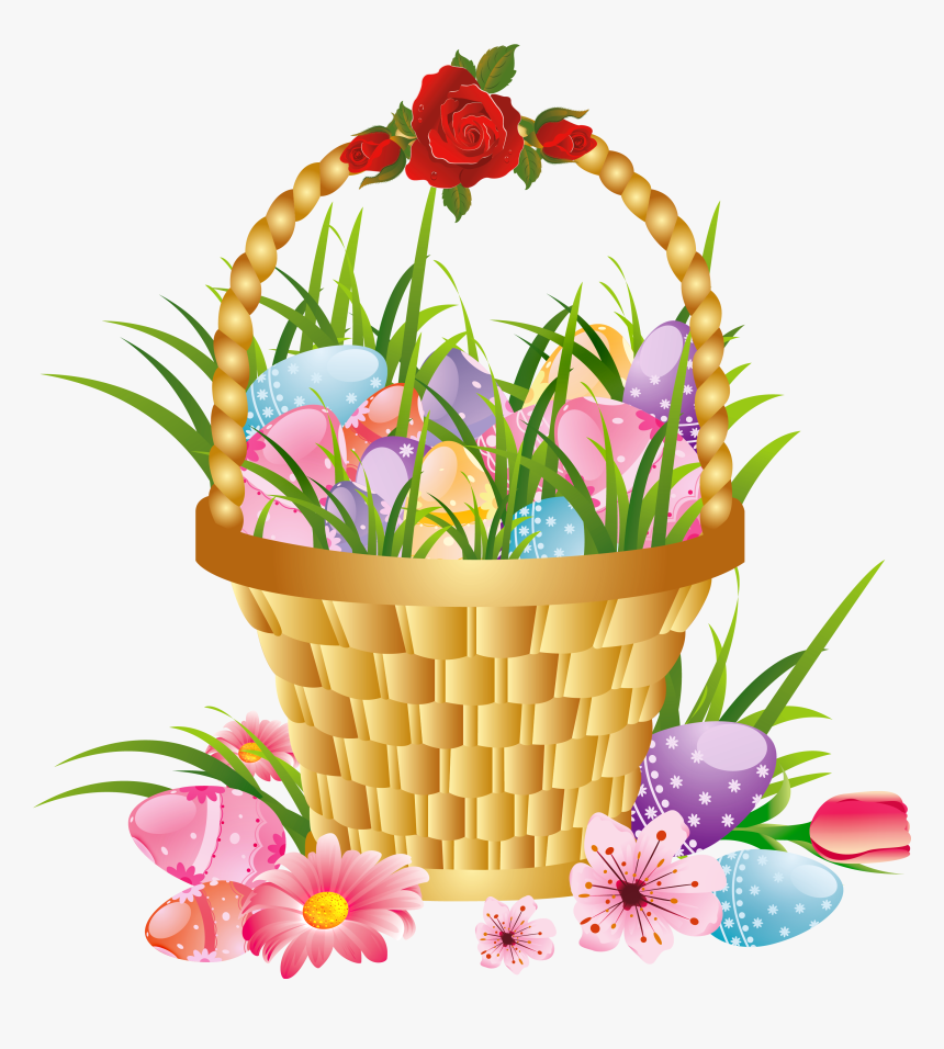 Easter Basket Bunny Png Hd - Корзина Для Цветов Рисунок, Transparent Png, Free Download