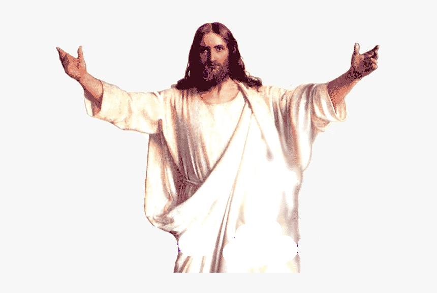 Иисус Христос. Христос с протянутыми руками. Бог без фона. Бог на прозрачном фоне. Удивленный бог