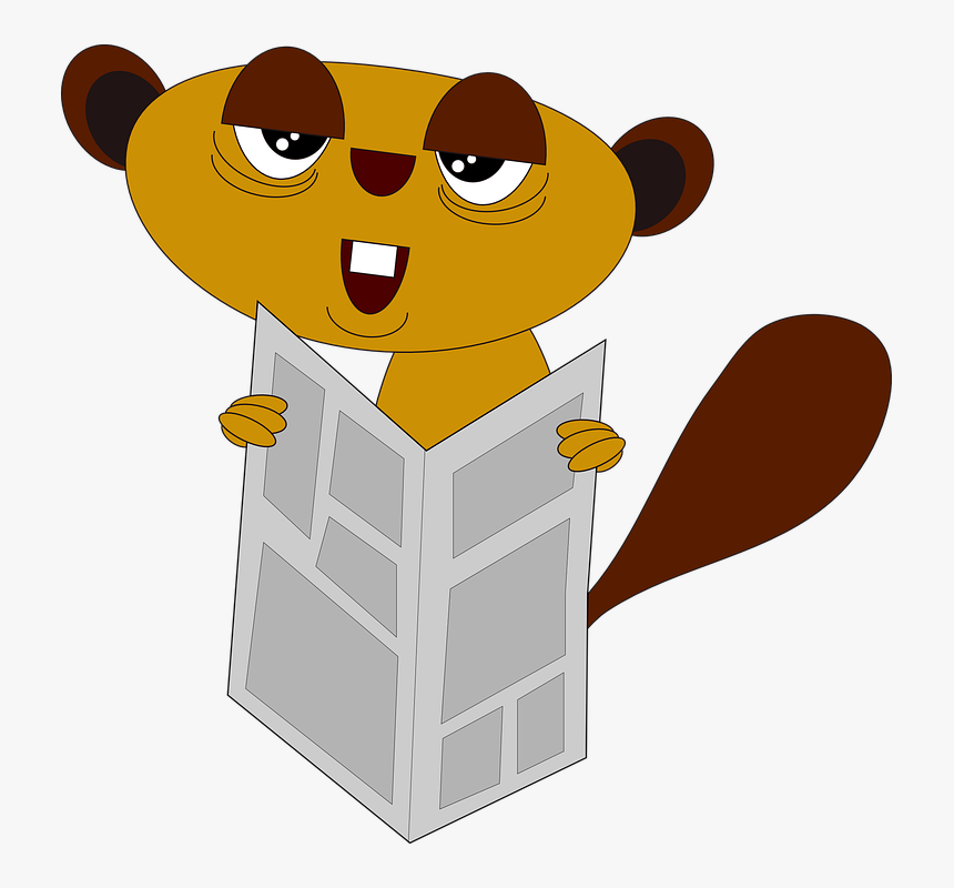 Animal, Cute, Funny, Newspaper, Reading - Cartoon Reading Newspaper Png, Transparent Png, Free Download