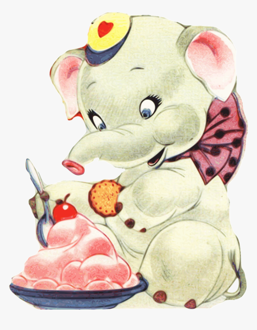 Transparent Cute Animals Png - Elephant Eating Ice Cream, Png Download, Free Download