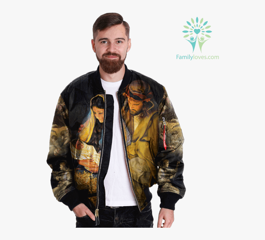 Mary Mother And Jesus Over Print Jacket %tag Familyloves - Jacket, HD Png Download, Free Download