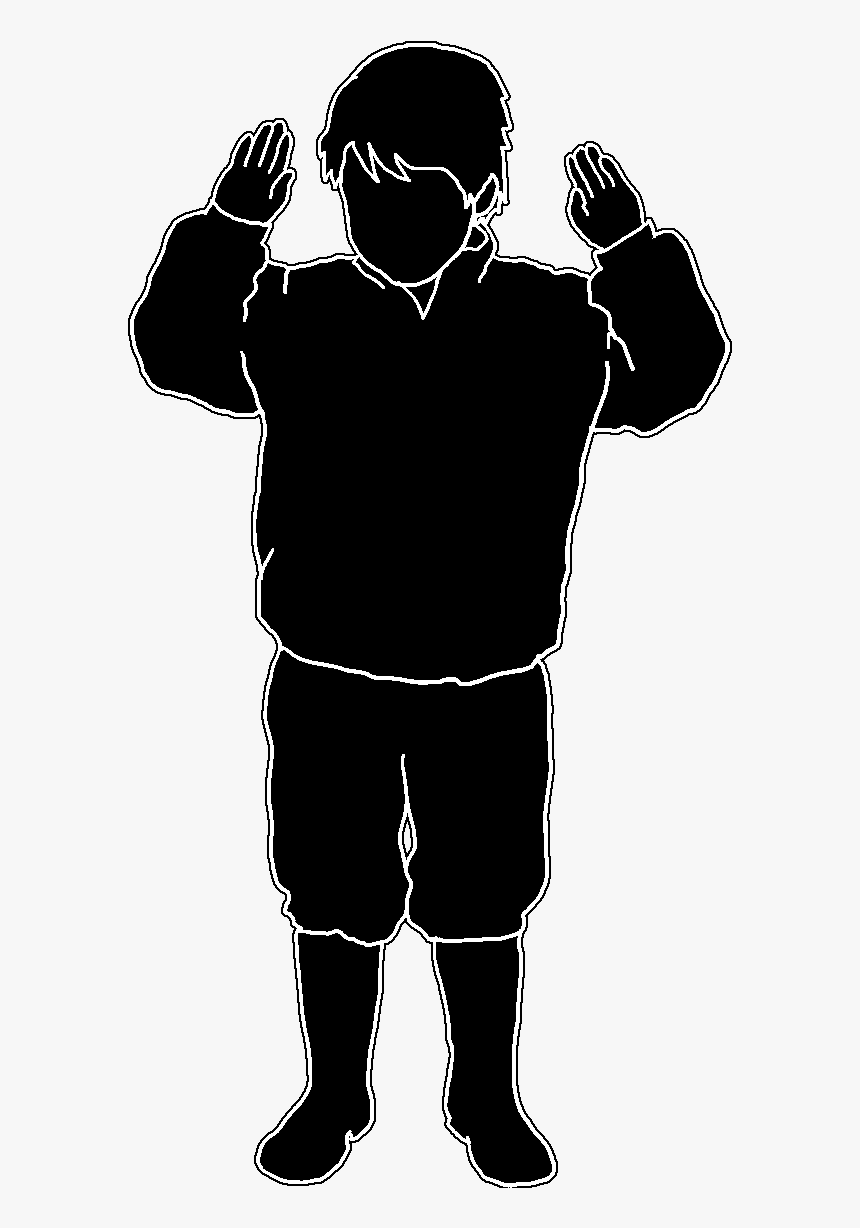 Black Cilhouette Kid White Line - Kids Silhouette Lines Png, Transparent Png, Free Download