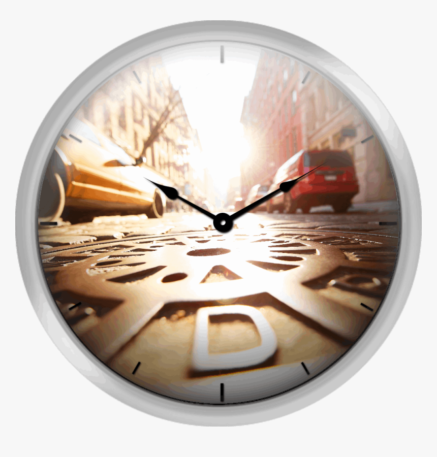 Sun Shining Manhole At Soho Stone Pavement Street - Wall Clock, HD Png Download, Free Download