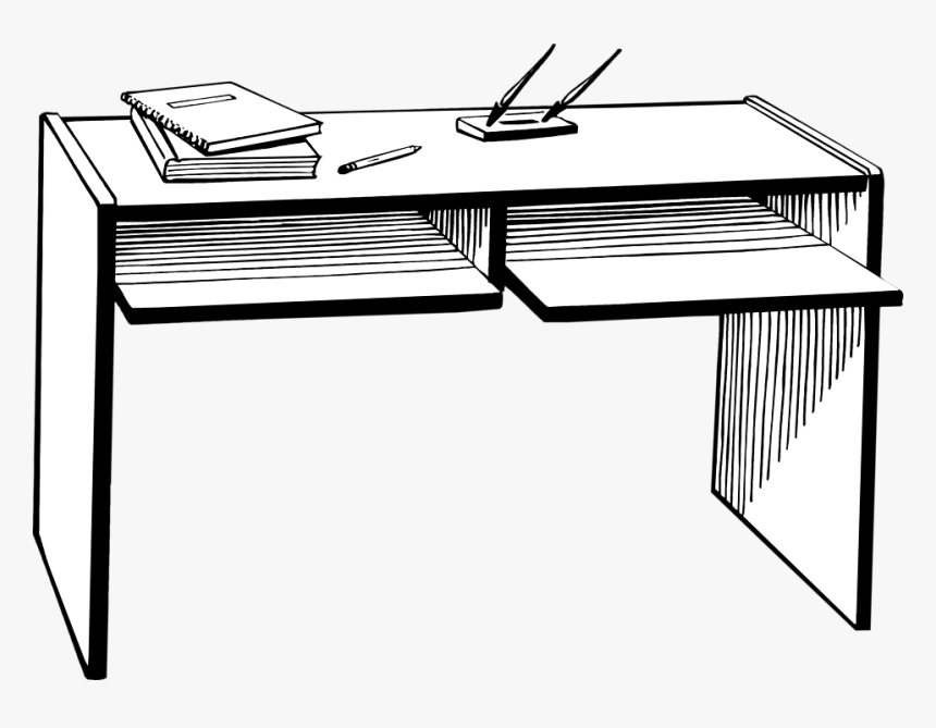 Book On The Table Clipart Black And White 1 » Clipart - Black And White Desk Clipart, HD Png Download, Free Download