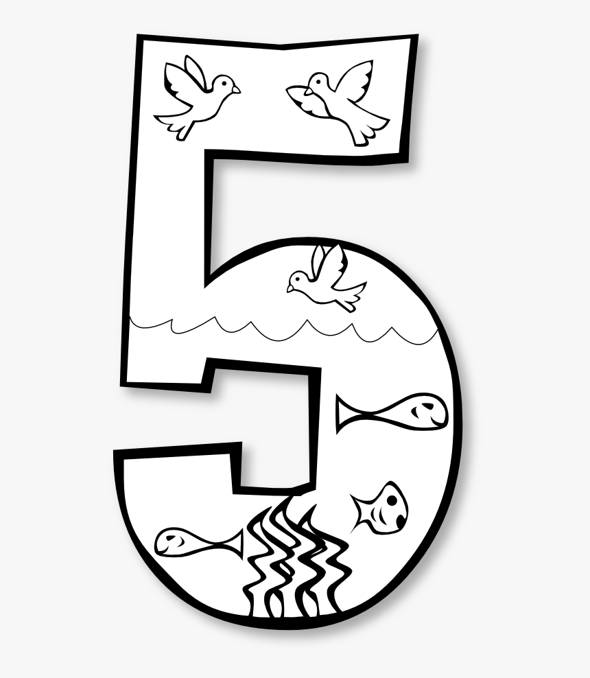 Black And White Numbers 1 Clipart Clipart Kid - Day 5 Creation Craft, HD Png Download, Free Download