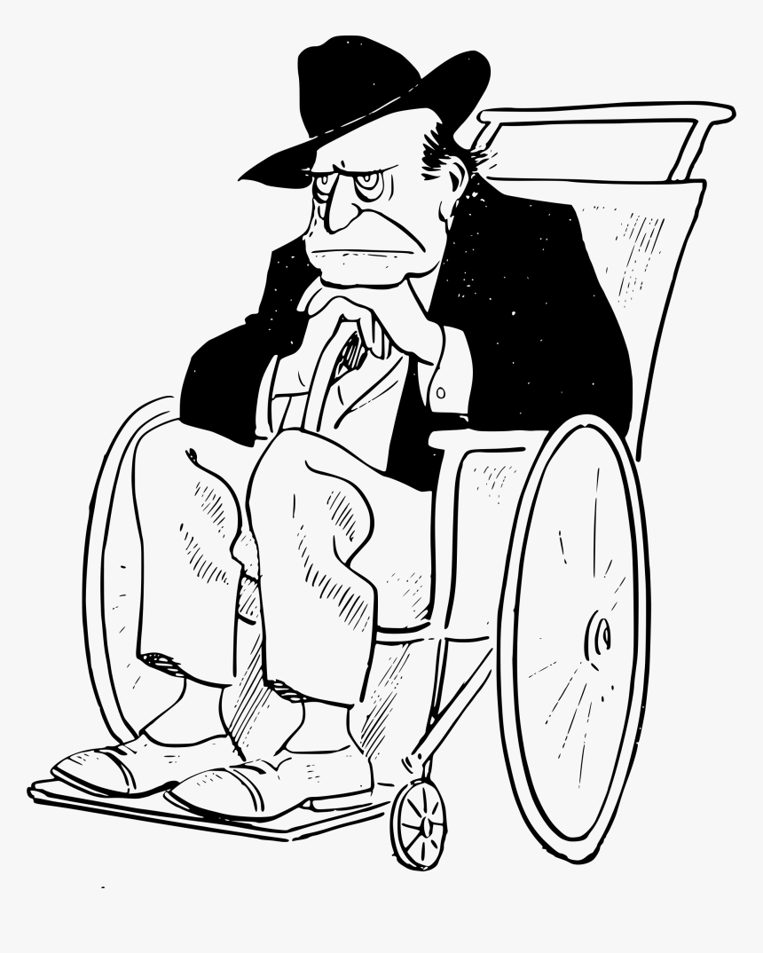 Old Man In Wheelchair Png Images Clipart - Old Man In Wheelchair Drawing, Transparent Png, Free Download