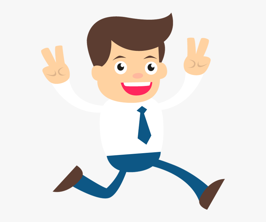 Happy Businessman Hands Raised Up - Happy Man Cartoon Png, Transparent Png, Free Download