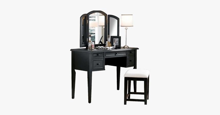 Black Dressing Table With Mirror And Front Stora - Antique Black Vanity, HD Png Download, Free Download