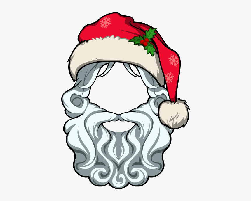 Santa Hat Female - Cartoon Santa Hat And Beard, HD Png Download, Free Download