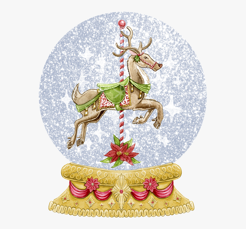 Snow Globe, Carousel, Horse, Christmas, Watercolor - Watercolor Christmas Snow Globe Png, Transparent Png, Free Download