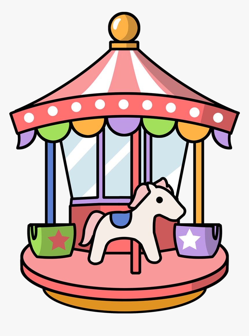 Carousel Clipart Pole - Fun Fair Rides Cartoon, HD Png Download, Free Download