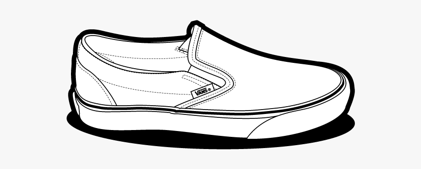 Shoe Clipart Vans - Slip On Vans Drawing, HD Png Download, Free Download