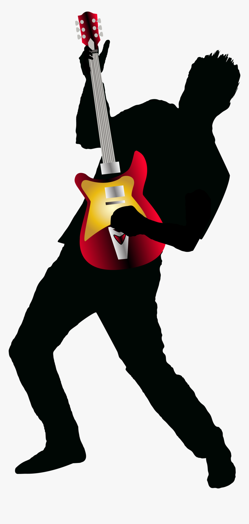 Guitar Play Player T-shirt Band Vector Rock Clipart - Guitar Player Art Clipart, HD Png Download, Free Download