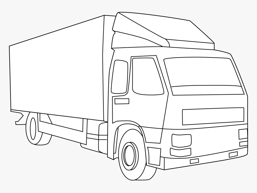 Cargo Truck Clipart Motor Vehicle - Truck Clipart Black Indian Truck Line Art, HD Png Download, Free Download