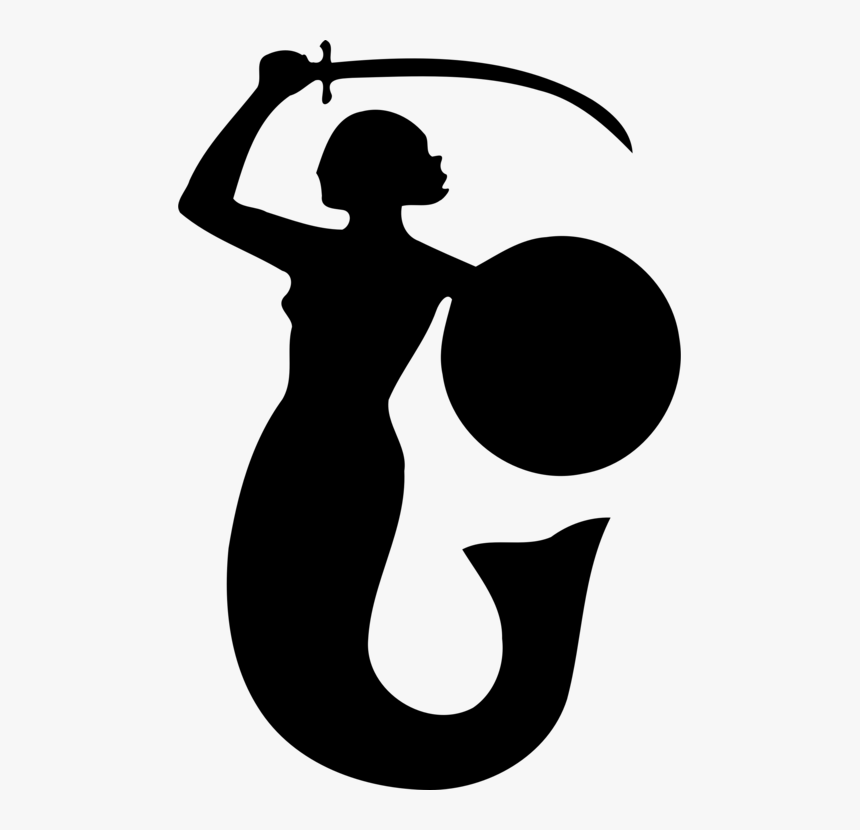 Clip Art Mermaid Black And White Clipart - Mermaid With Sword Symbol, HD Png Download, Free Download