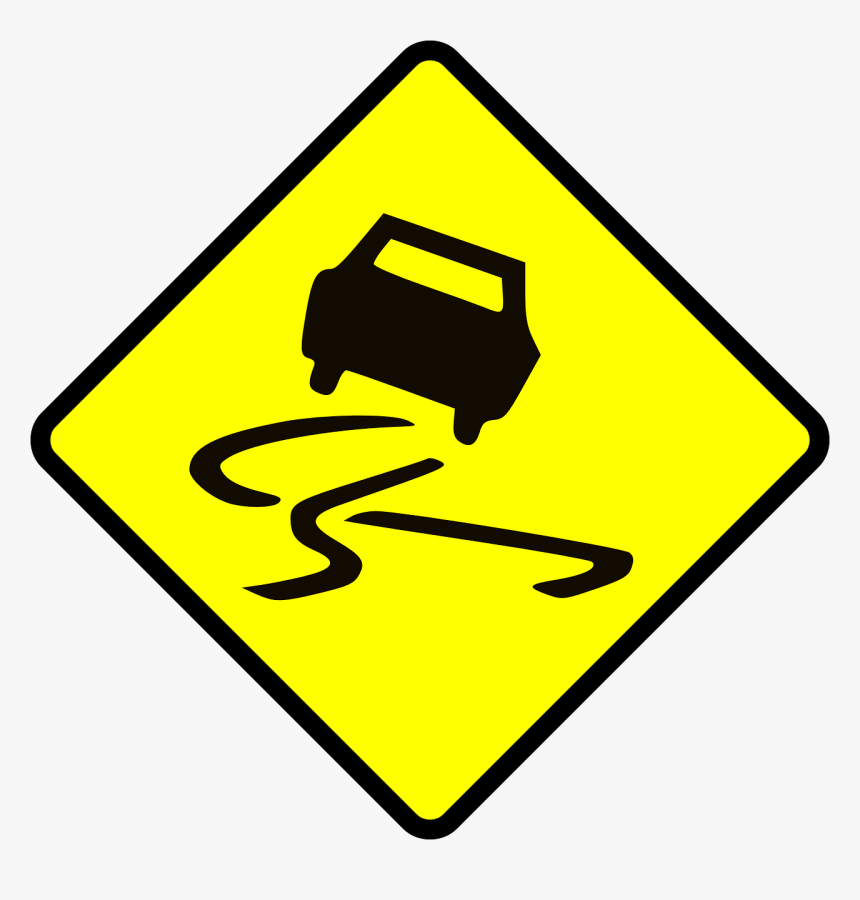 Sign Road Slippery Picpng - Road Signs Slippery When Wet, Transparent Png, Free Download