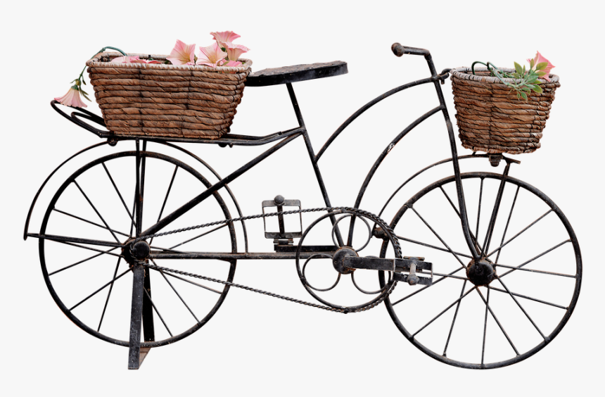 Png, Bicycle, Trim, Bicycle With Baskets, Bike Ornament - Bicycle With Basket Png, Transparent Png, Free Download