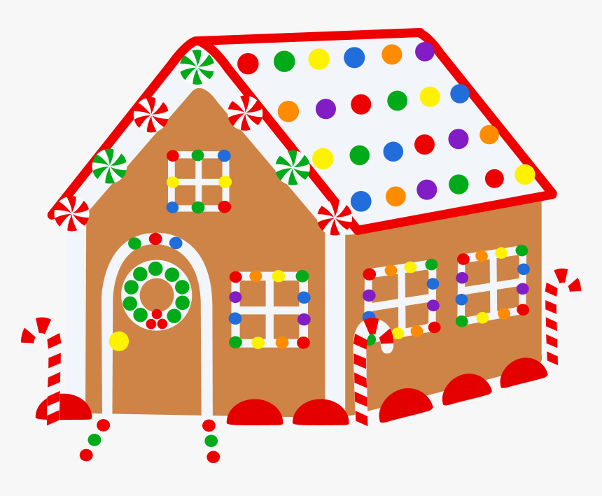 House With Christmas Lights Png Library - Cartoon Gingerbread House, Transparent Png, Free Download