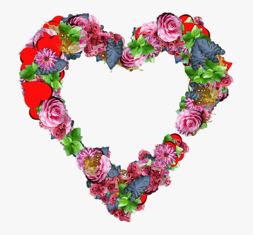 Heart, Flowers, Png, Love, Valentine, Colors - Flowers Heart Png, Transparent Png, Free Download