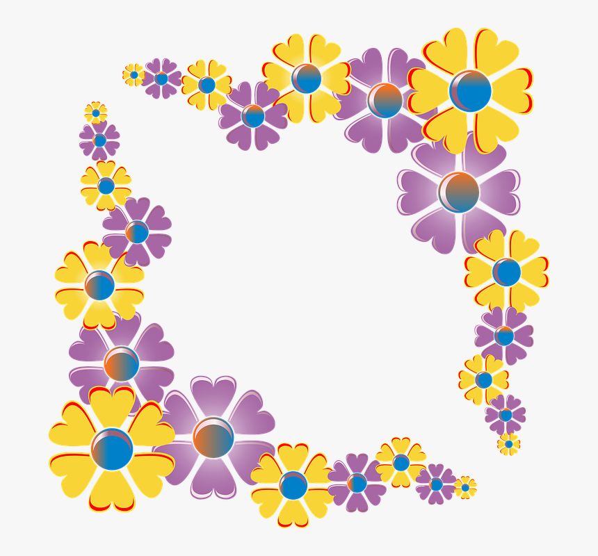 Floral, Flowers, Frame, Border, Colorful, Decoration - Big Flower Border Design, HD Png Download, Free Download