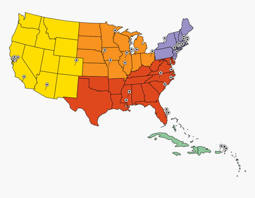 Ngi 62 Cities - Us North And South Map, HD Png Download, Free Download