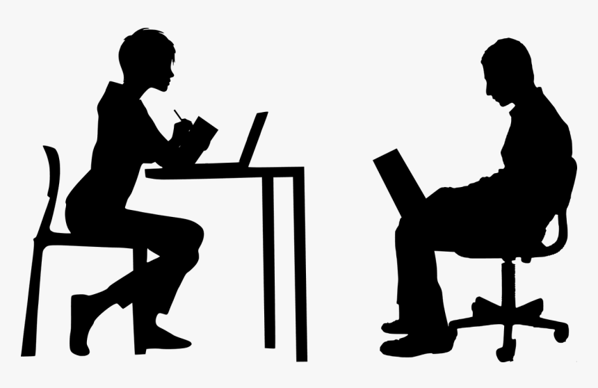 Sitting At Desk Silhouette, HD Png Download, Free Download