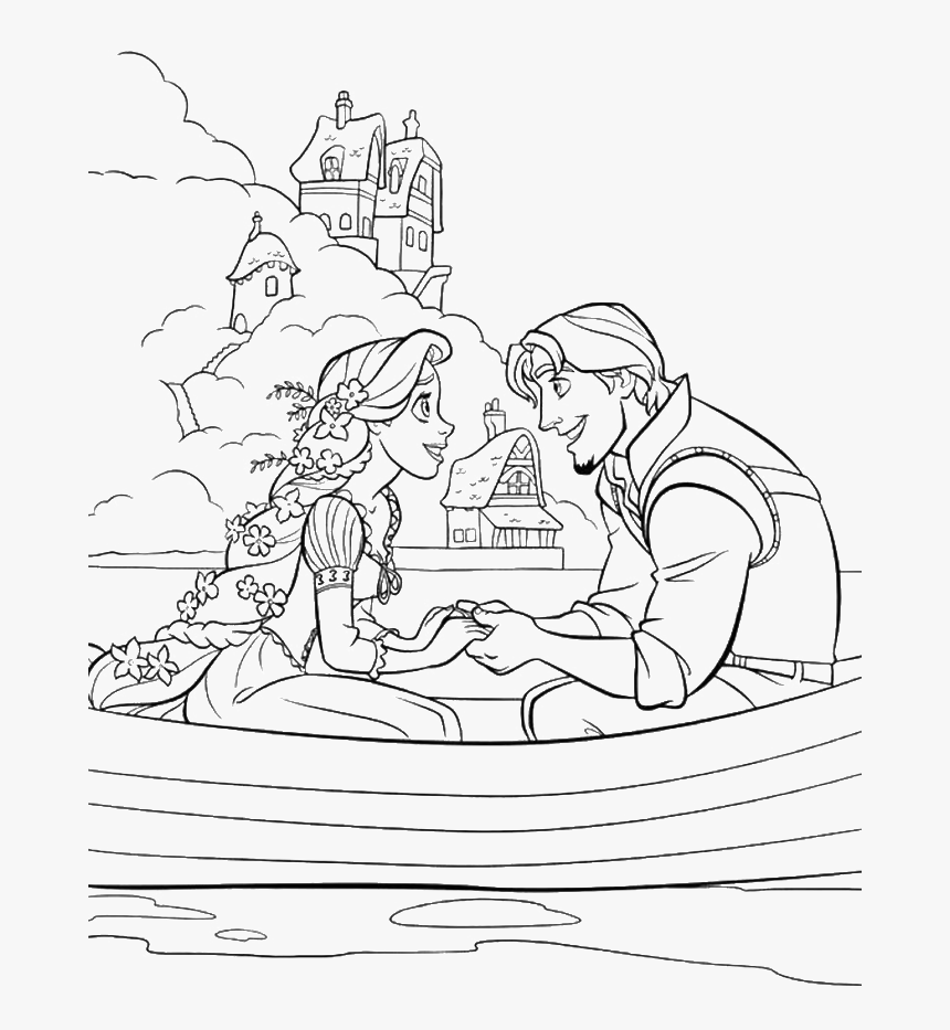 Rapunzel And Flynn Coloring Pages, HD Png Download, Free Download