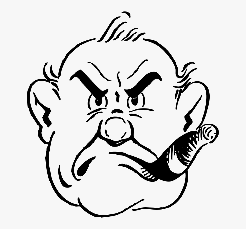 Face, Man, Mad, Angry, Person, Smoking, Cigar, Adult - Draw A Mean Person, HD Png Download, Free Download