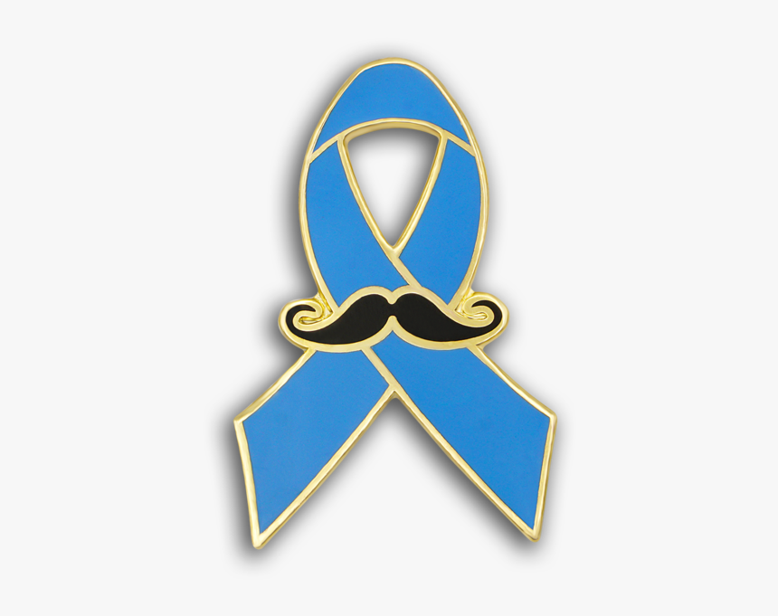 Custom Blue Ribbon Series Mustache Lapel Pin Prostate - November Cancer Prostata Png, Transparent Png, Free Download
