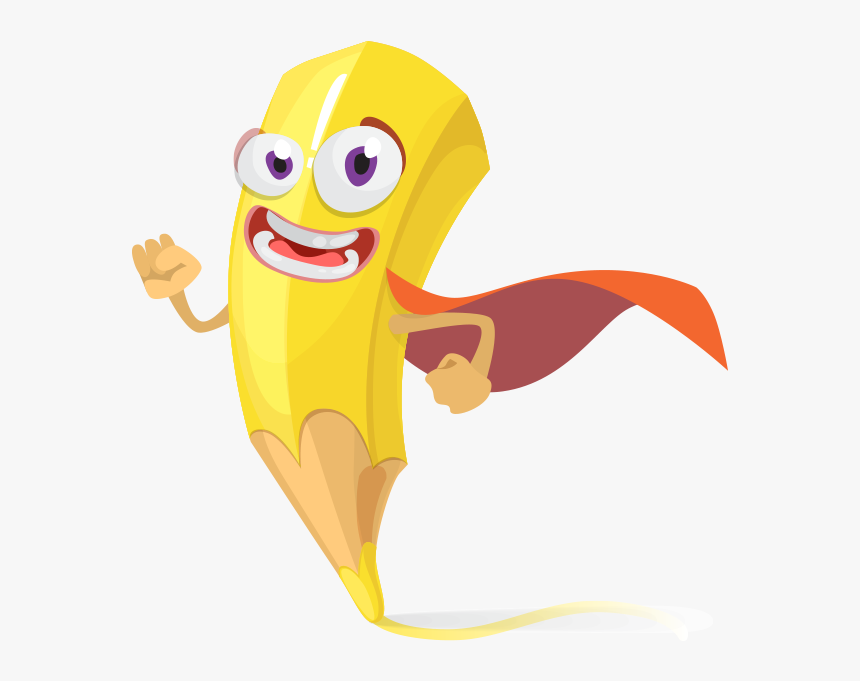 Clipart Pelerinli Kalem - Cartoon Superhero With A Pencil, HD Png Download, Free Download