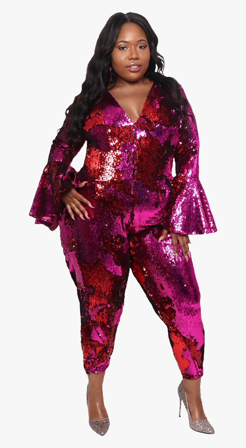 Pink And Red Sequin Jumpsuit - Halloween Costume, HD Png Download - kindpng