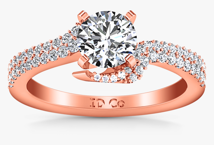 Pave Engagement Ring Amber 14k Rose Gold - Engagement Ring, HD Png Download, Free Download