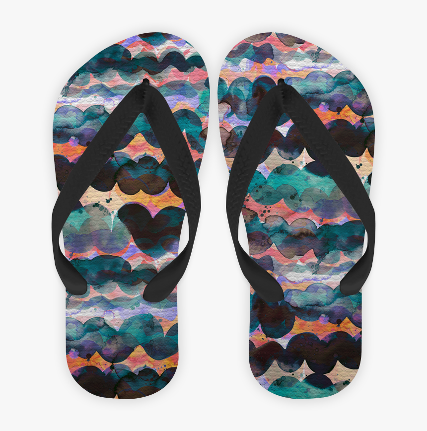Chinelo Abstract Waves Marine Watercolor - Flip-flops, HD Png Download, Free Download