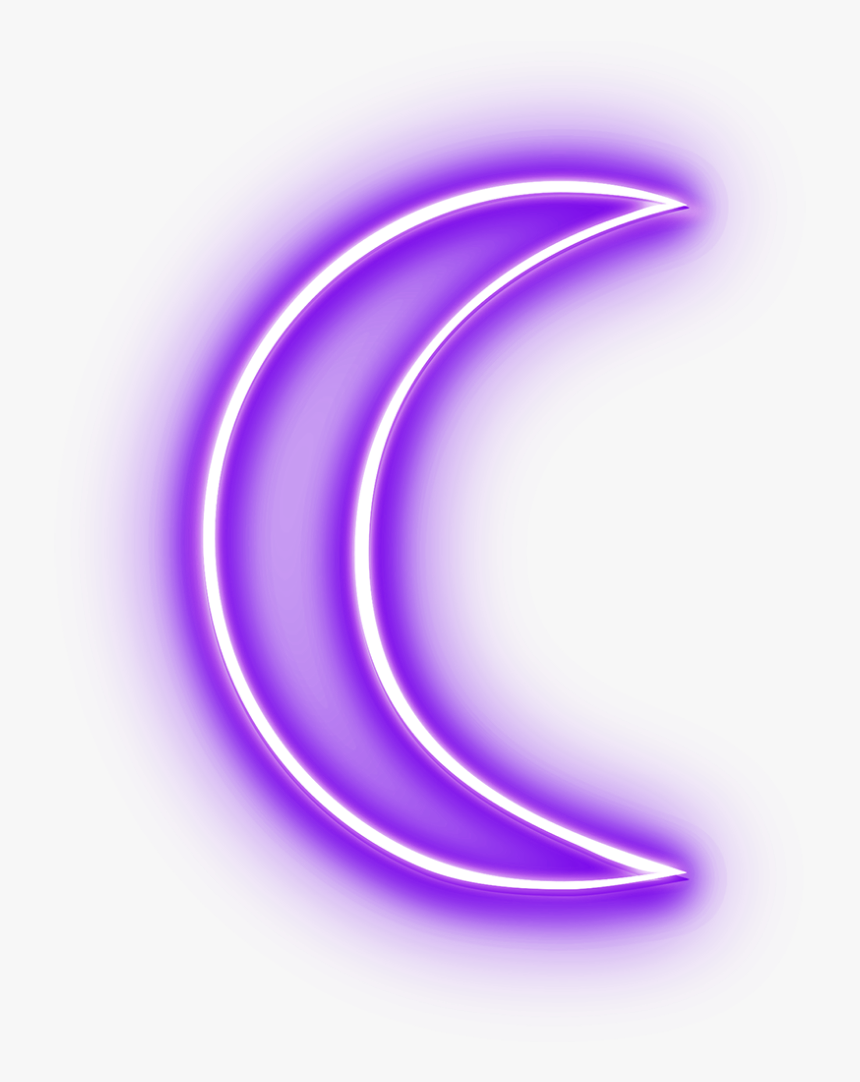 #purplemoon #purple #moon #neon #freetoedit - Transparent Neon Crescent Moon, HD Png Download, Free Download