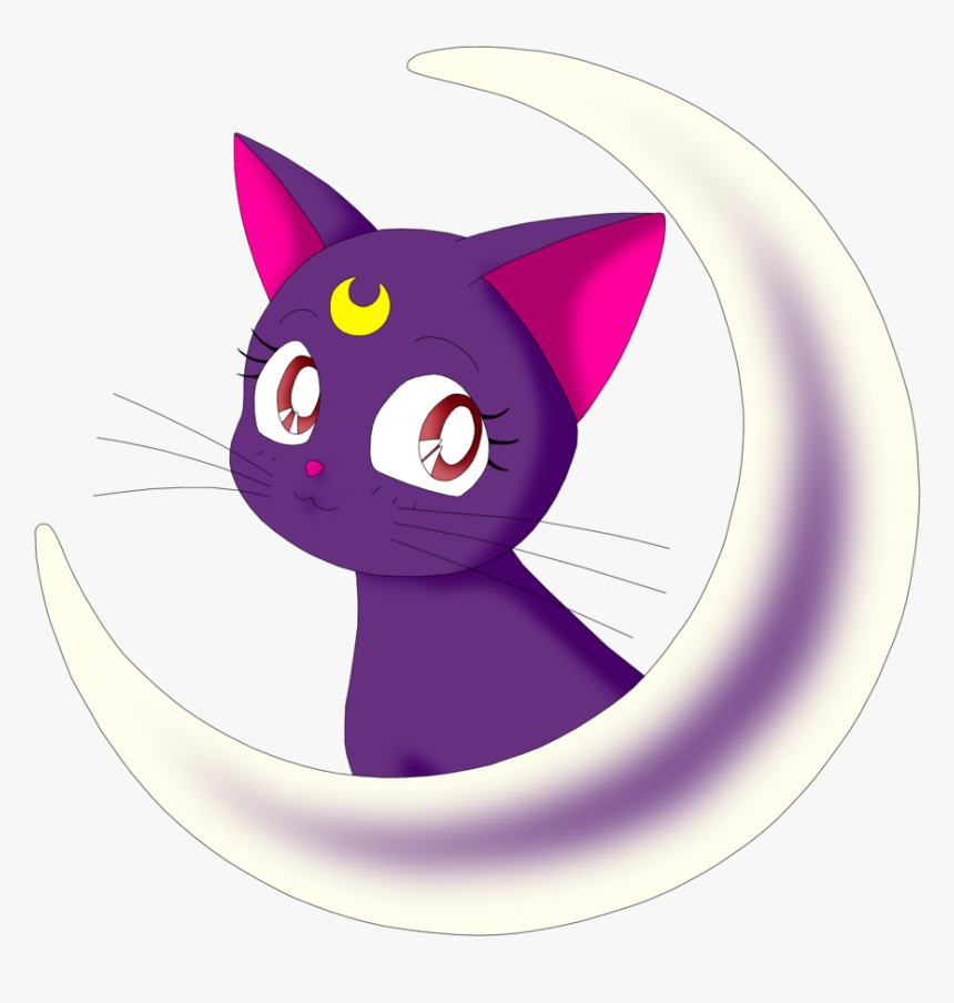Luna Cat Crescent Head - Sailor Moon Luna Fanart, HD Png Download, Free Download