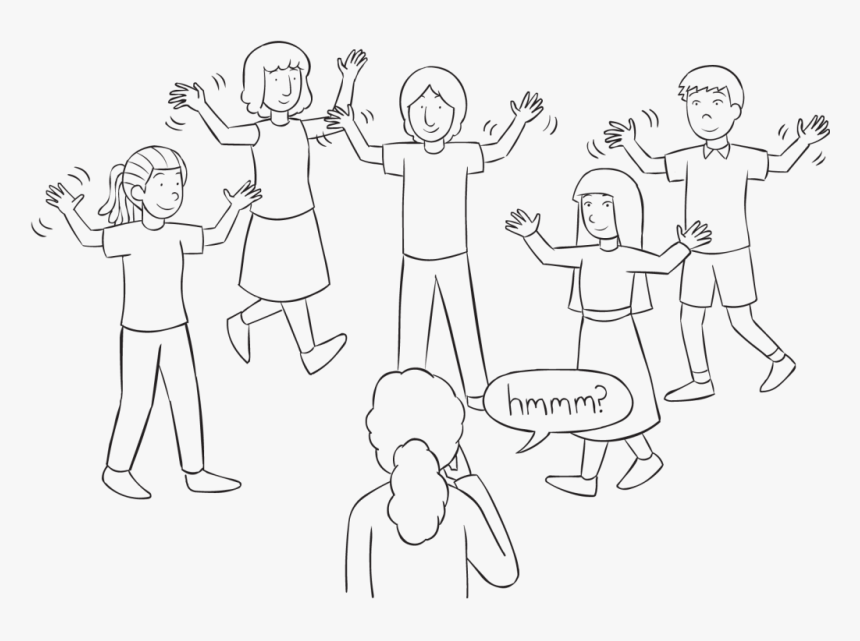 Group Of People Walking With Their Hands In The Air - Sketch, HD Png Download, Free Download