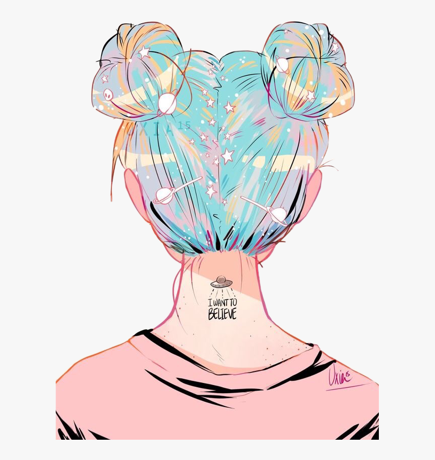 #buns #girl #tumblr #cute #freetoedit - Cute Tumblr Art Girl, HD Png Download, Free Download