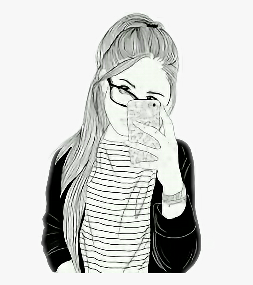 Tumblr Girl Selfie - Hipster Girl Cartoon, HD Png Download, Free Download