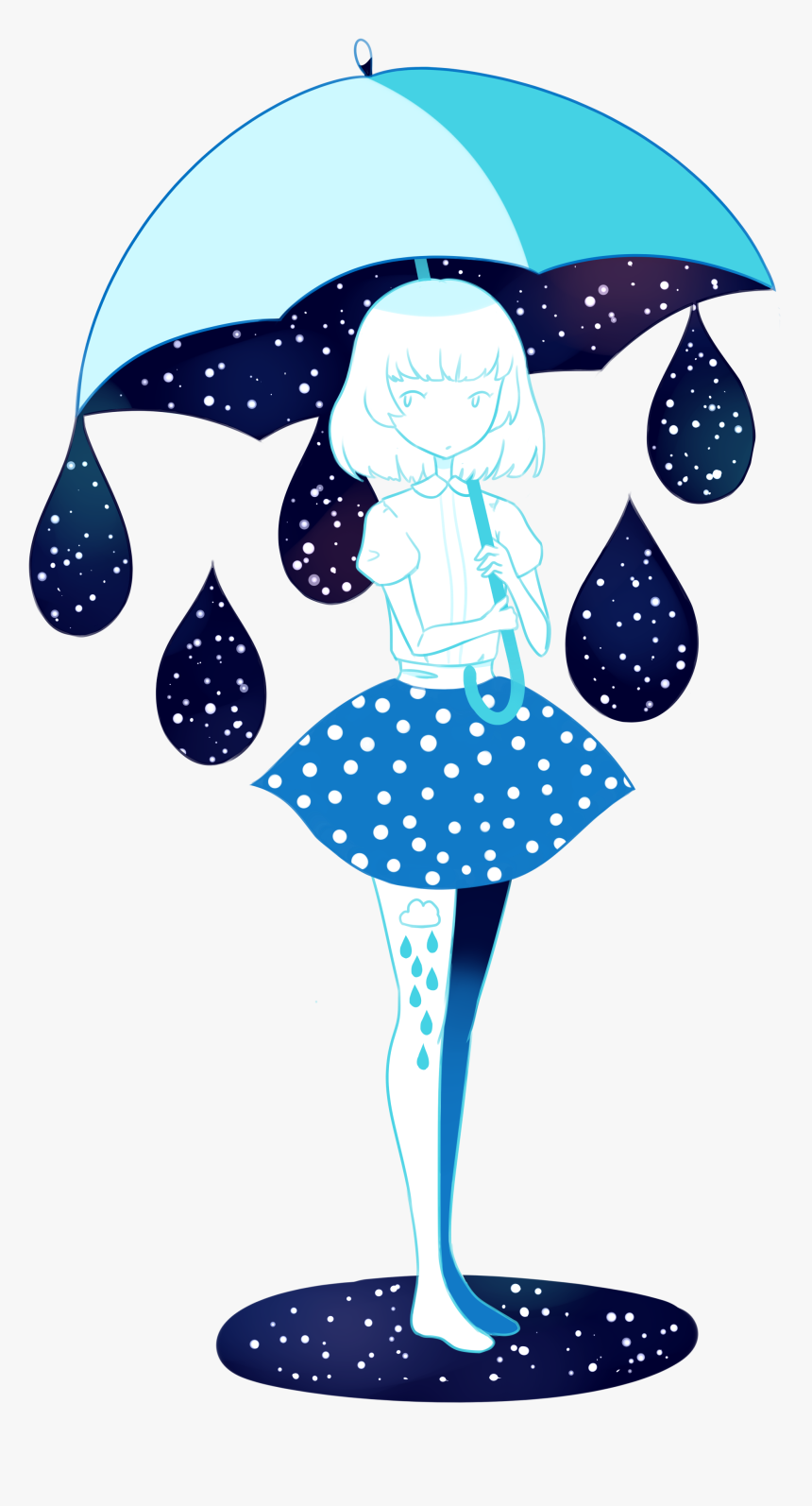 Girl With Umbrella Drawing Tumblr, HD Png Download, Free Download